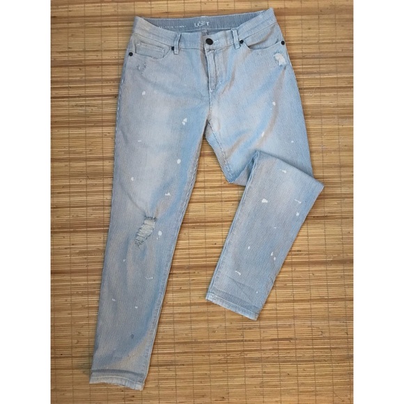 LOFT Denim - 👖Mid-Waist Relaxed Skinny // Light-wash Pinstripe